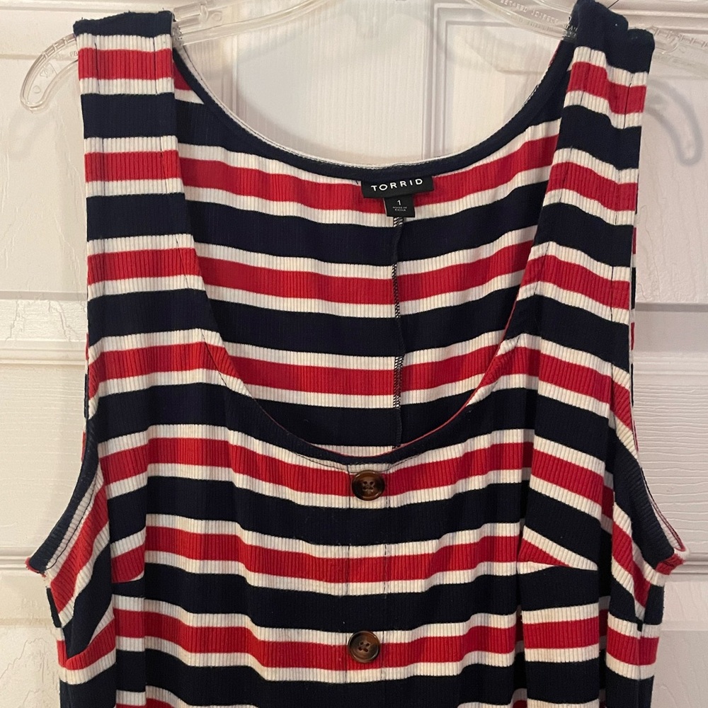 Torrid Striped Ribbed Button Midi Dress - Picture 3 of 5